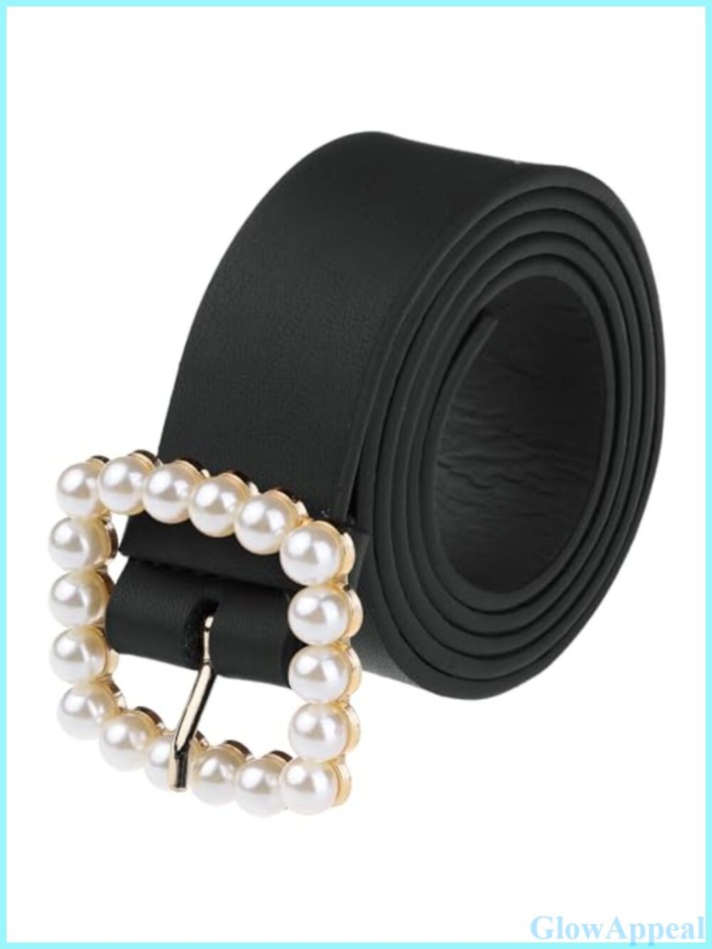 Faux Leather Pearl Buckle Wide Waistband Belt for Jeans Dresses